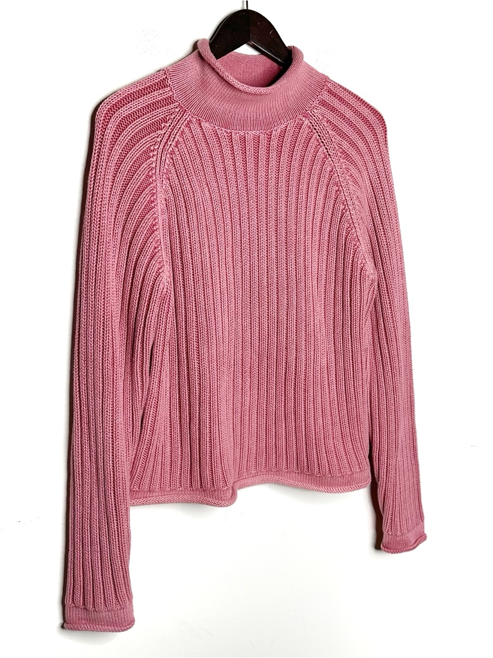 Faherty Sunwashed Cotton Rollneck Sweater - Baroque Rose Size Medium - Picture 5 of 12